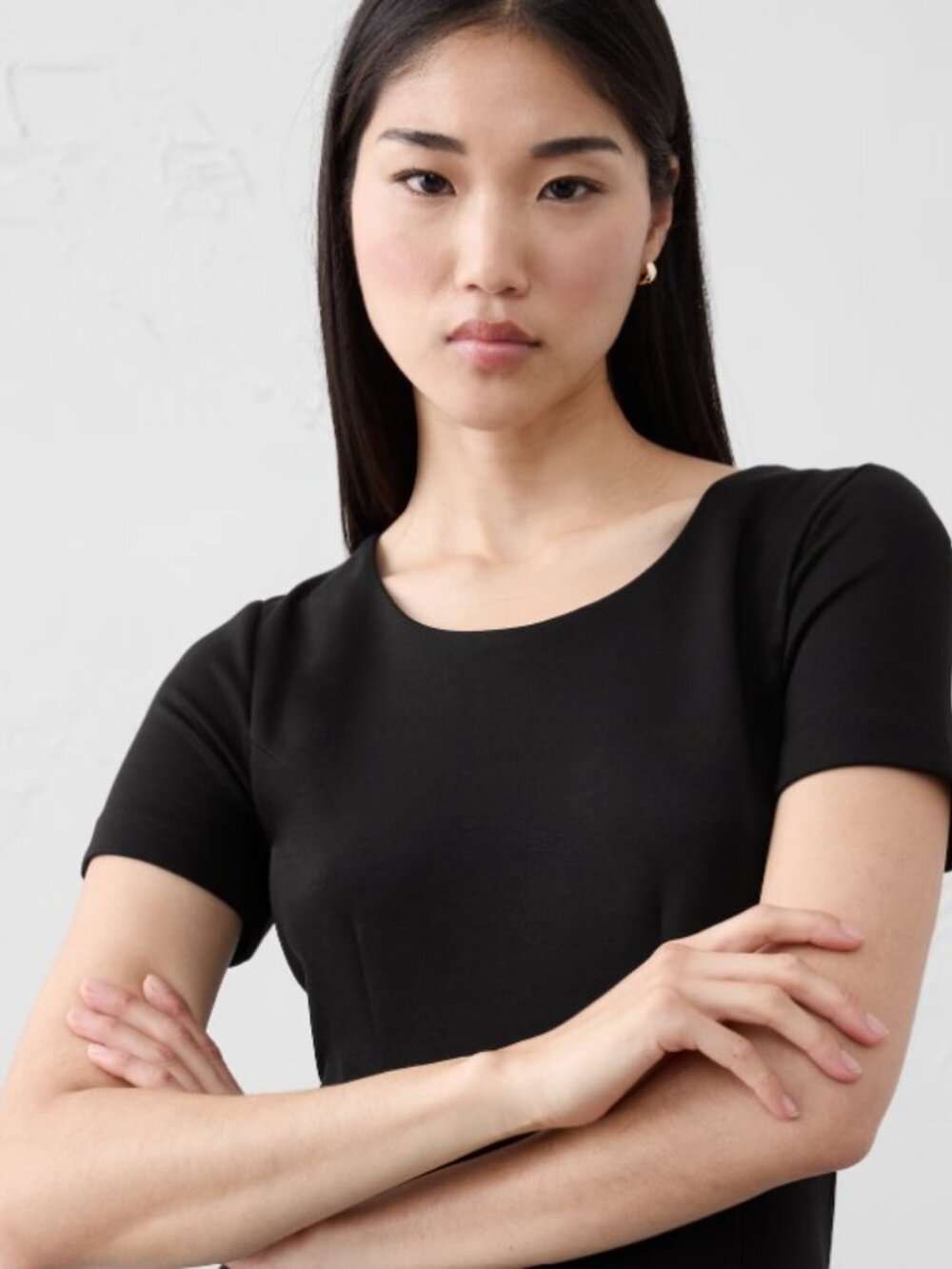 Banana Republic Black Fit & Flare Soft Touch Knee Length Dress Size S - Picture 3 of 9